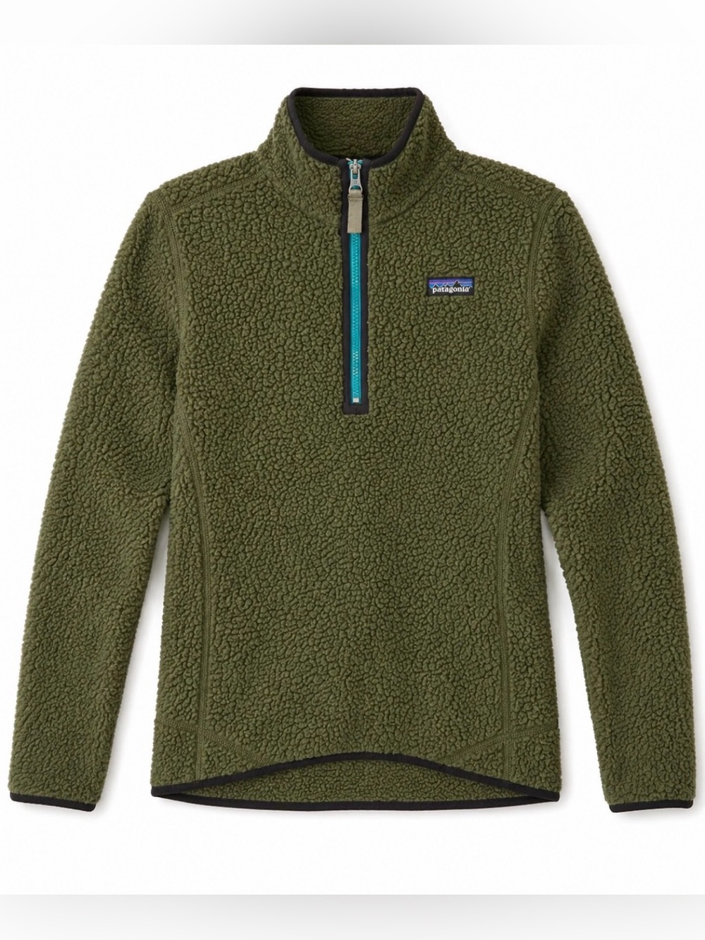 Patagonia Women's Olive Green Shearling Quarter-Zip Pullover